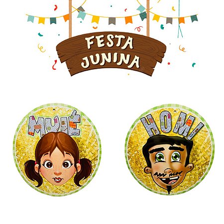 12 PLACA PLAQUINHA BANHEIRO FESTA JUNINA JULINA HOMI E MUIÉ