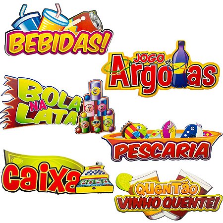 06 PLACA FESTA JUNINA BARRACA ARRAIÁ DECORATIVA SINALIZAÇÃO