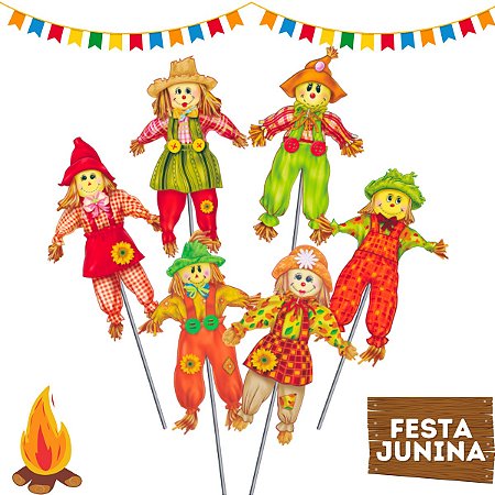 KIT 10 ESPANTALHO ESPETO PALITO CAIPIRA FESTA JUNINA JULINA