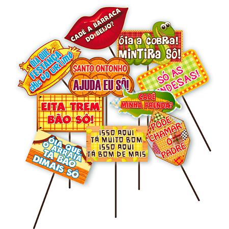 Kit 10 Placa Plaquinha Decorativa Festa Junina Selfies