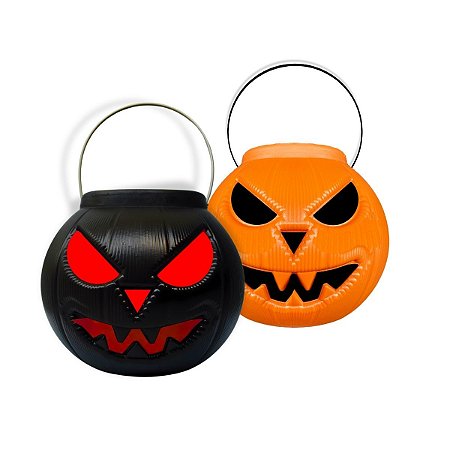 Cesta Balde Abobora P/Doces Decoração Festa Halloween