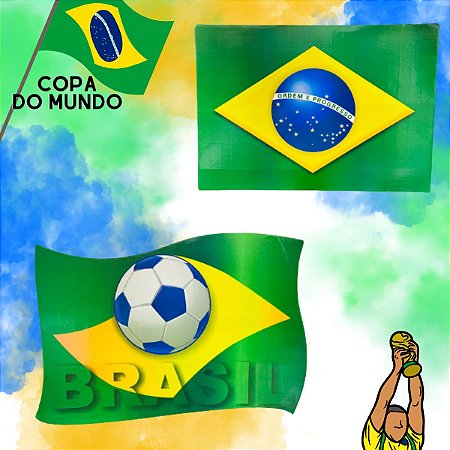 Kit 02 Painel Mural Bandeira Brasil Futebol Copa do Mundo