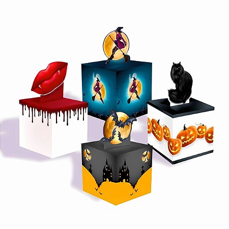 Kit 24 Caixa Caixinha Lembrancinha Festa Halloween Decoração