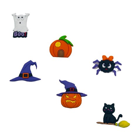 Kit 120 Aplique Botão Laço Emborrachado Halloween Decoração