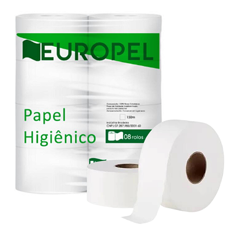 08 Rolo Papel Higiênico Rolão Grande Branco Simples