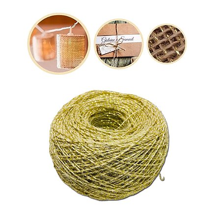 01 Fio Juta Sisal Ouro/dourado Arte/convite 1 Fio 100g 310m