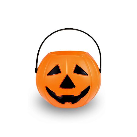 1 Mini Cesta Balde Abóbora P/Doces Decoração Festa Halloween