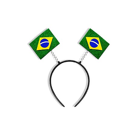 01 Tiara Simples Festa Copa do Mundo Futebol Bandeira Brasil