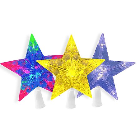 01 Estrela Ponteira Ponta Arvore Natal Colorida Led Pisca