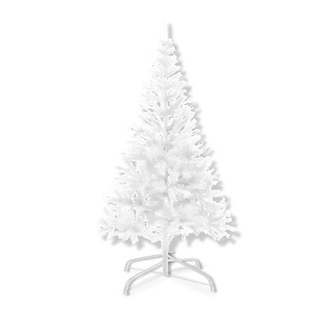 01 Arvore De Natal Pinheiro Grande Simples Branca 1,50 Metros
