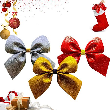 18 Lacinho Laço de Natal Enfeite Arvore de Natal M - Luxo