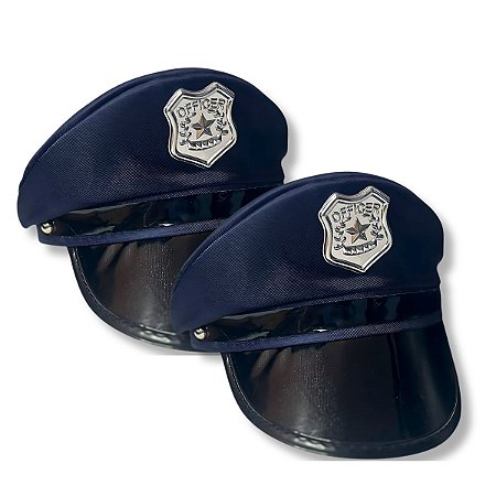 06 Chapéu Quepe Policial Acessório Festa Fantasia Carnaval