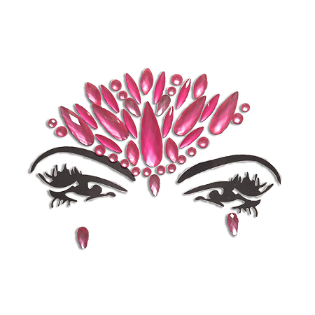 06 Cartela Adesivo Facial Pedras Neon Fantasia Carnaval