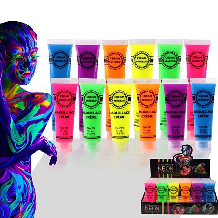 12 Tinta Neon Maquiagem Corporal Festa Carnaval Aniversário