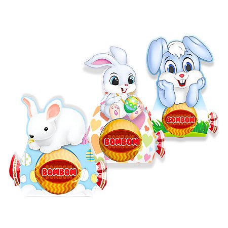 Kit 42 Caixa Coelho Porta Bombom Decoração Enfeite Páscoa