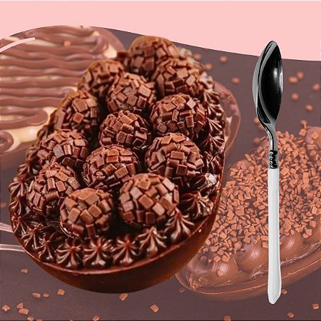 60 Colheres Ovo de Páscoa Sobremesa Descartável Talher Luxo