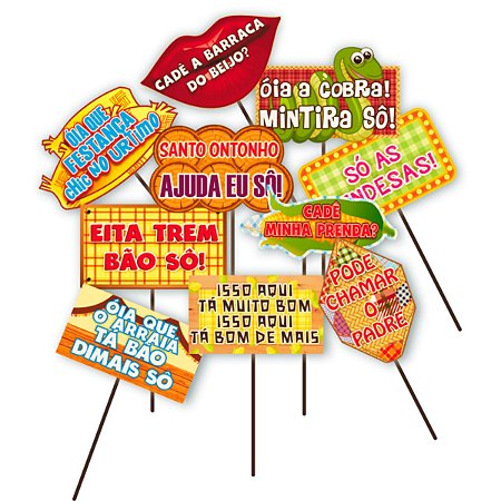 Kit 30 Placa Plaquinha Decorativa Festa Junina Selfies