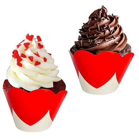 12 Forma Papel Cupcake Festa Coração Dia das Mães/ Namorados