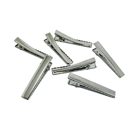 Kit 100 Bico de Pato Base Jacaré 5.5 cm Prata Níquel