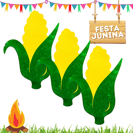 05 Espiga Milho EVA Decoração Festa Junina Mural Painel 20cm