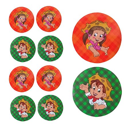 96un Adesivo Figurinha Casal Caipira Festa Junina Cromos