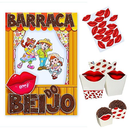 Kit Mesa Barraca do Beijo Decoração Foto Festa Junina Arraiá