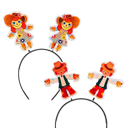 12 Tiaras Arquinho Espantalho Acessório Enfeite Festa Junina