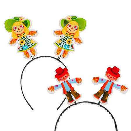 24 Tiaras Arquinho Espantalho Acessório Enfeite Festa Junina