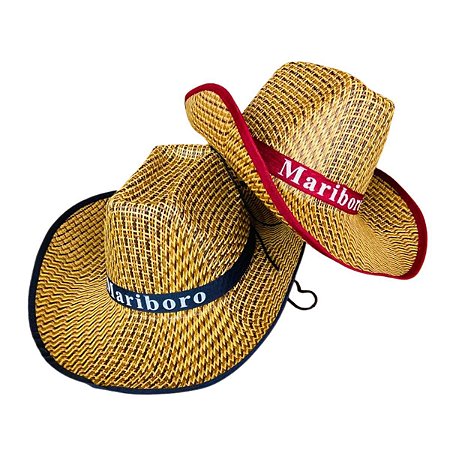 03 Chapéu Mariboro Palha Caipira Festa Junina Cowboy Grande