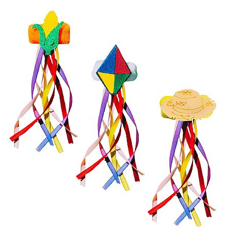 06 Xuxinha Elástico De Cabelo Aplique Acessório Festa Junina