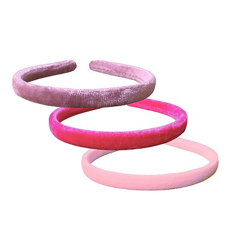 01 Tiara de Veludo Lisa Arco Arquinho Acessório Rosa 10mm
