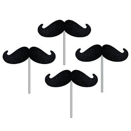Kit 60 Topo de Bolo Bigode Espeto Palito Dia dos Pais