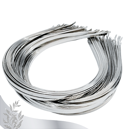 60 Tiara Arco Acessório Base Metal Prata Níquel 3mm