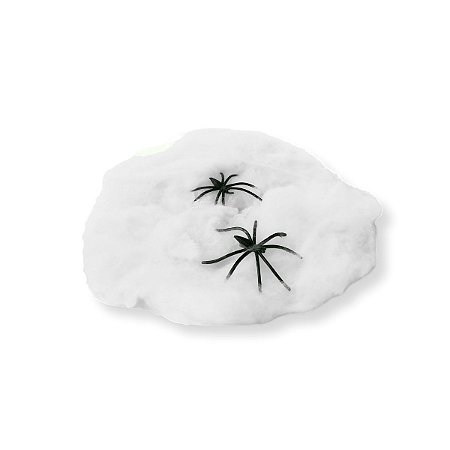 06 Enfeite Teia Aranha Artificial Decoração Halloween Branca