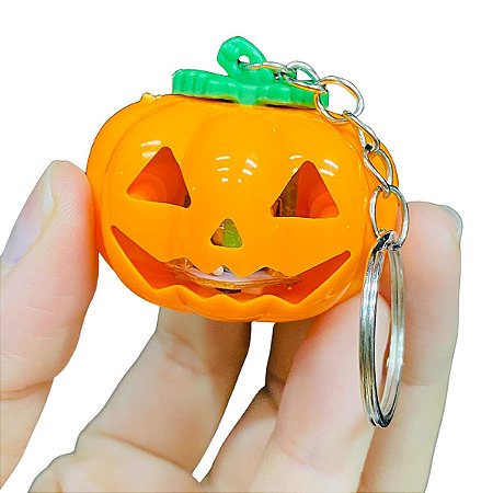 03 Chaveiro Halloween Abobora Com 3 Efeito De Luz Divertido
