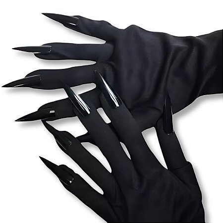 Kit 03 Par Luva Vermelha Garra Preta Fantasia Halloween
