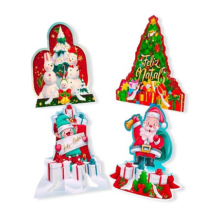 Kit 24 Enfeite Mesa Natalino Painel Decoração Festa Natal