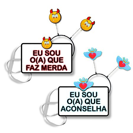 Kit Fantasia Carnaval Conselho Dupla 02 Tiara + 02 Plaquinha