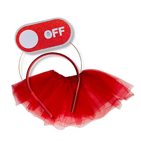 Kit 01 Fantasia Festa Bloquinho Carnaval Tiara Off + Saia