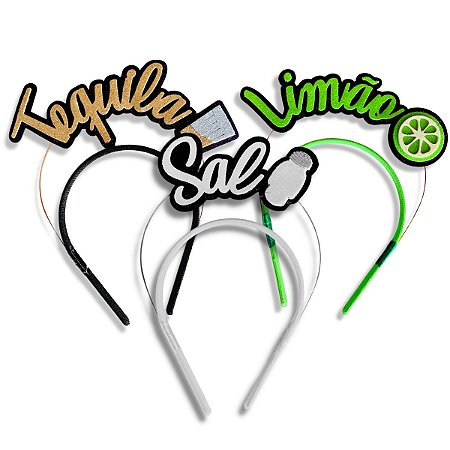 Fantasia Trio Carnaval Kit Tiara Sal Tequila Limão Bloquinho