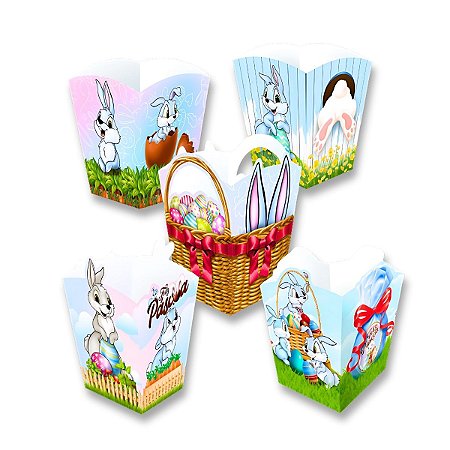 Kit 15 Cachepo Enfeite Mesa Doces Decoração Coelho Páscoa