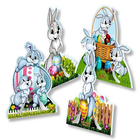 Kit 24 Enfeites D/ Mesa Páscoa Coelhinho Coleção Decoração