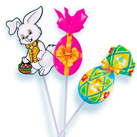 30 Enfeites Páscoa Palito Espeto Topo Bolo Festa Decoração