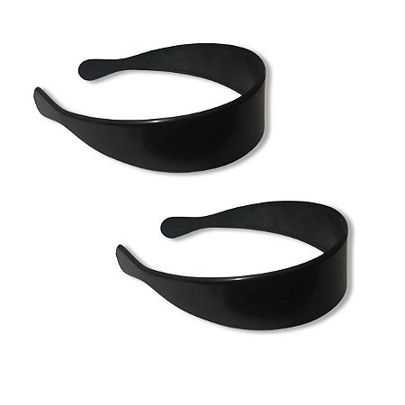 24 Tiara Arco Arquinho Larga Preta D/ Plástico 40mm
