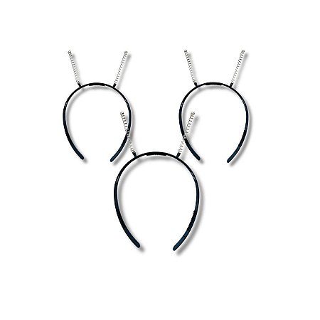 120 Tiara Arco Plástico Diadema Mola Chapolim Molinha Preta - 10mm