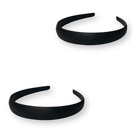 48 Tiara Abaulada Lisa Arquinho Preto Acessório P/ Encapar 20mm