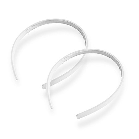 12 Tiara Plástica Extra Fina Dentinho Artesanato Branca 5mm