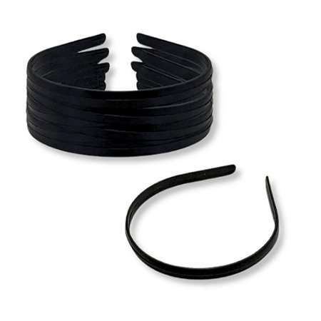 03 Diadema Arquinho Lisa Preta Plástica Para Artesanato 10mm