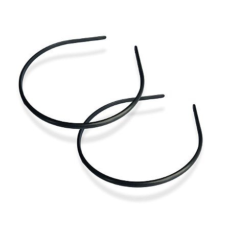 06 Tiara Arco Arquinho Extra Fina Simples Lisa Preta 5mm
