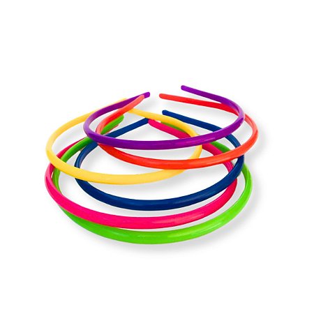 240 Tiara Colorida Fina Lisa Plástica Multicolor 5mm